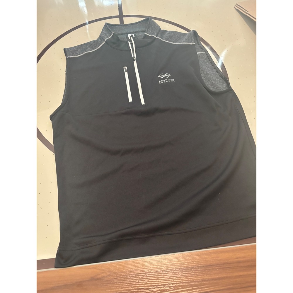 FootJoy Mens Mountain Shadows Golf Vest Black Grey Quarter Zip Pullover Large